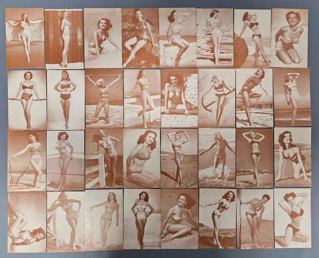 Thirty-two swimsuit model pinup girl arcade exhibit cards (1 of 6)
