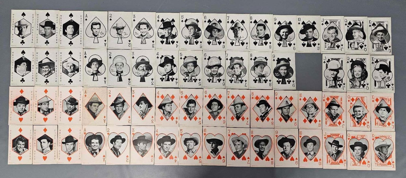 Near complete set of 1950's Western Aces exhibit playing cards (1 of 9)