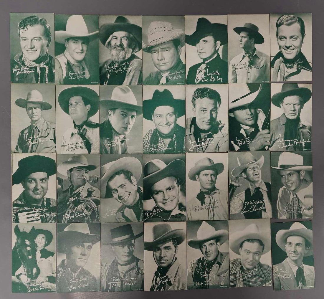 Twenty-eight different cowboy and western movie star arcade exhibit cards (1 of 6)