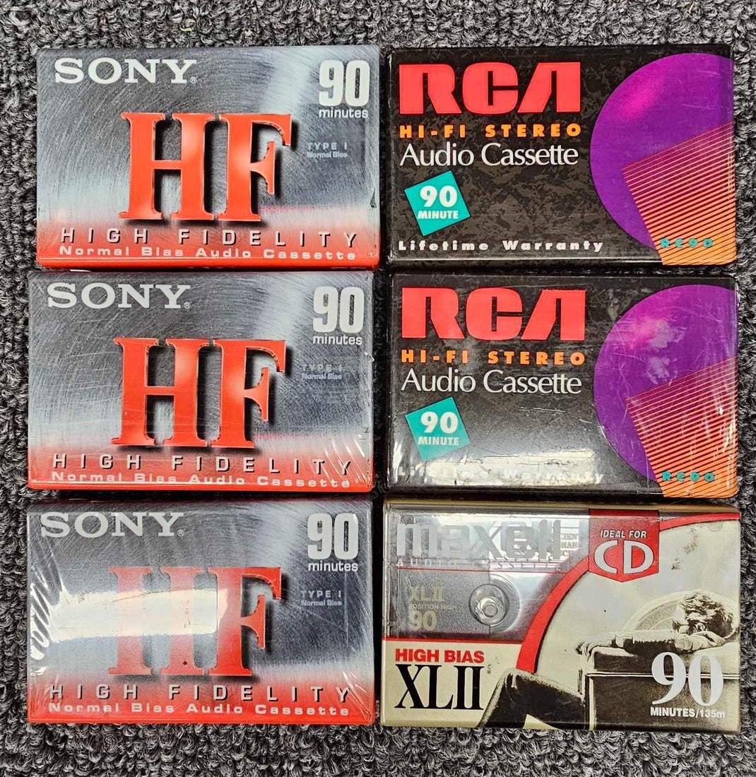 Six factory sealed 90 minute audio cassette tapes (1 of 4)