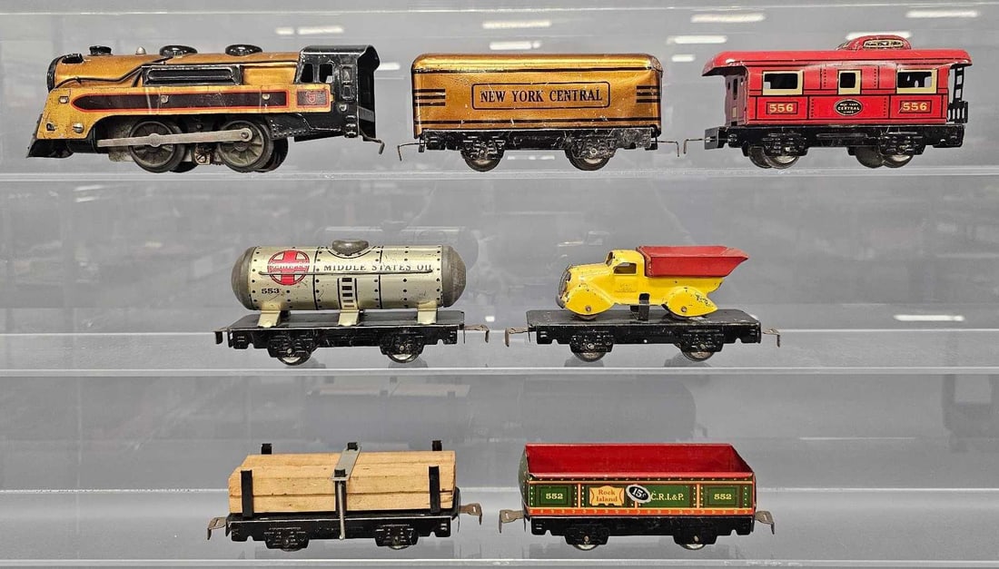 Marx O gauge tin steam freight set (1 of 9)