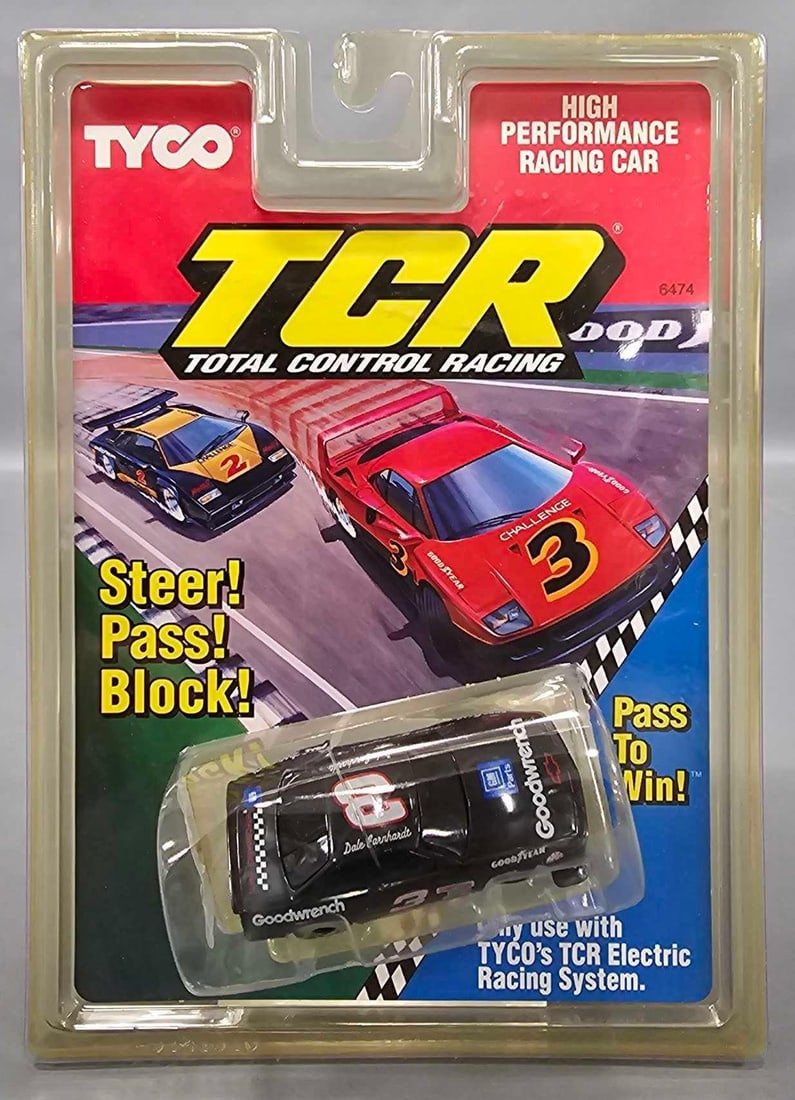 Tyco TCR NASCAR Goodwrench #3 HO slot car on blister card 6474: Tyco TCR NASCAR Goodwrench number 3 HO slot car on blister card, stock number 6474. car is mint on a near mint card as seen in the photos.