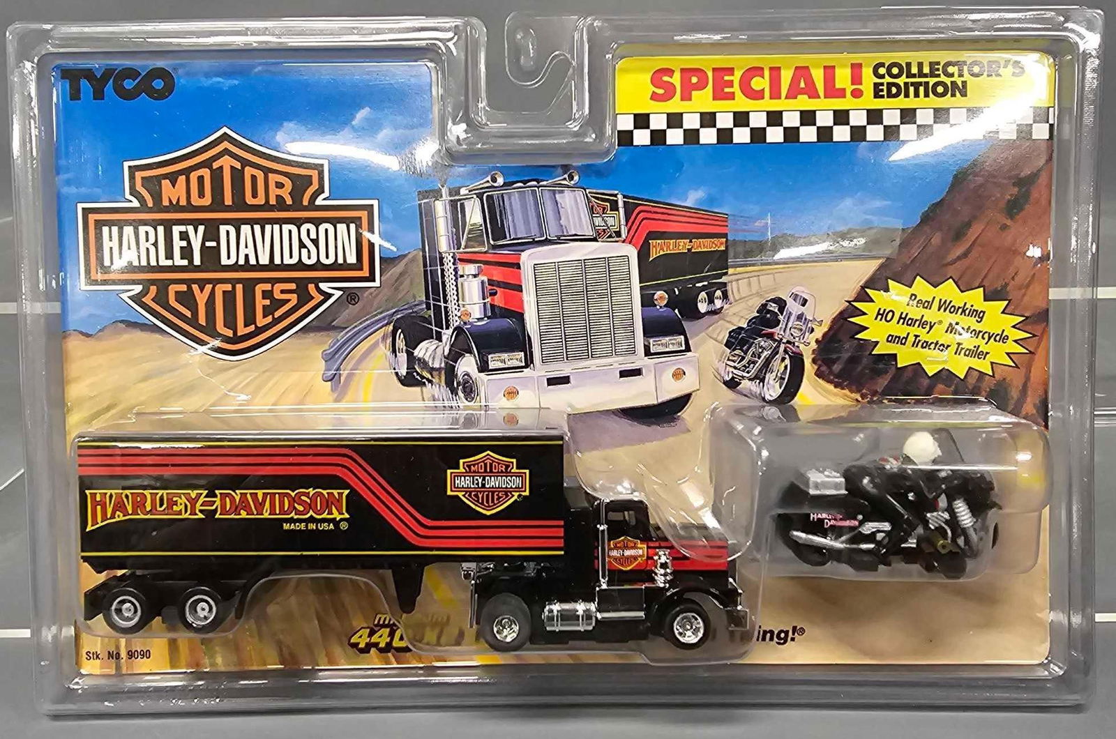 Tyco Magnum 440-X2 Harley Davidson HO slot motorcycle and tractor trailer 9090 (1 of 4)