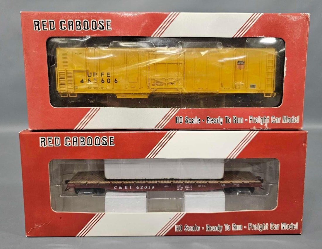 Two Red Caboose HO freight cars in OBs Union Pacific plus Chicago & Eastern Illinois (1 of 6)
