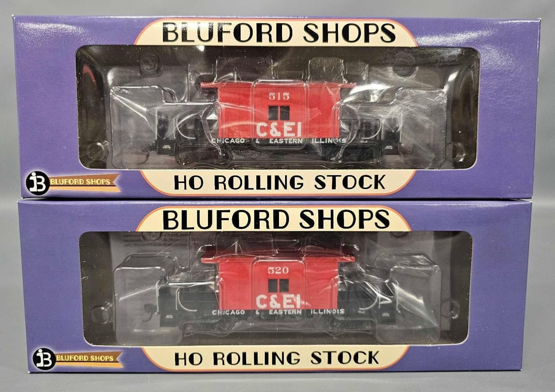Two Bluford Shops HO Chicago & Eastern Illinois long roof transfer cabooses in original boxes (1 of 6)