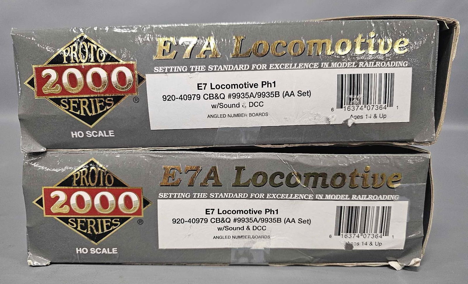 Walthers HO scale Proto 2000 Burlington E7 AA diesel locomotives in original boxes (1 of 4)