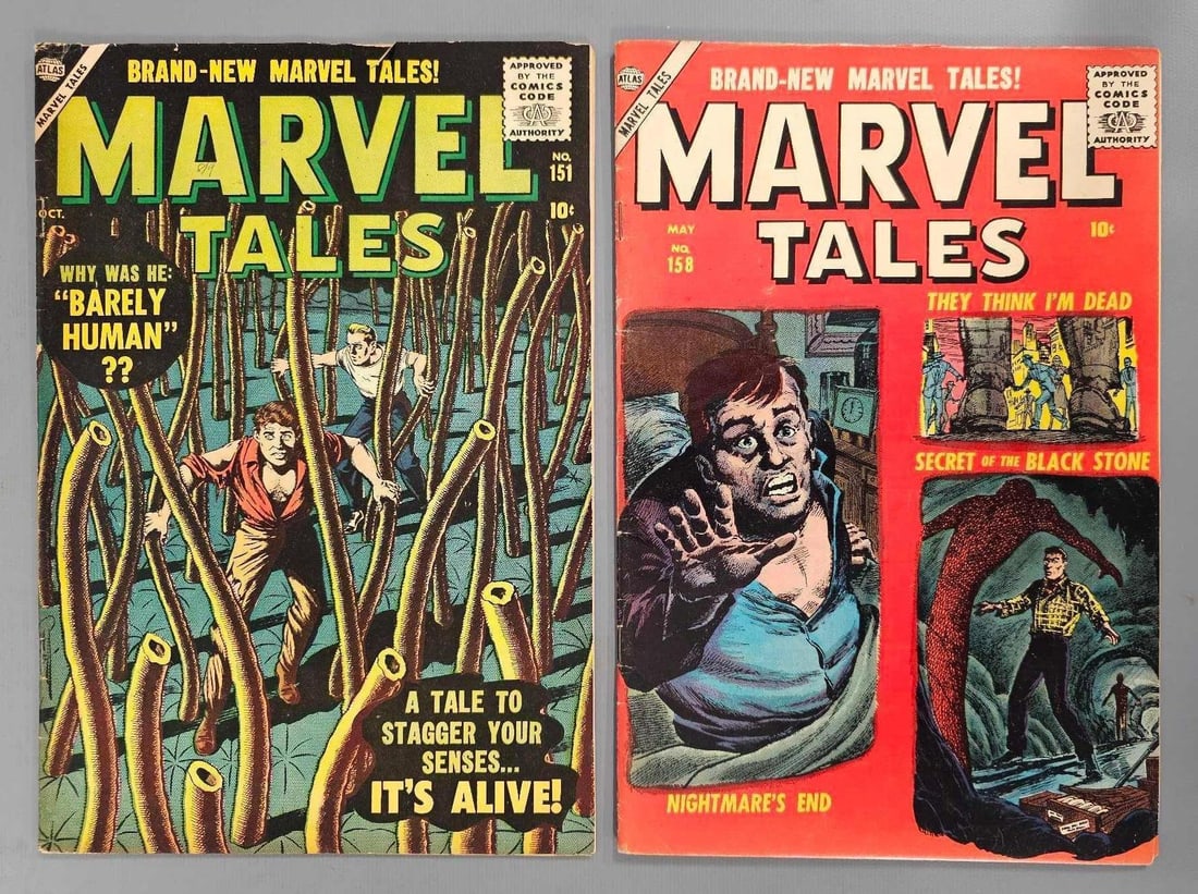 Marvel Tales 151 158: Marvel Tales 151 3.5 VG- cover tears at staples 158 5.5 F- as seen in the photos.