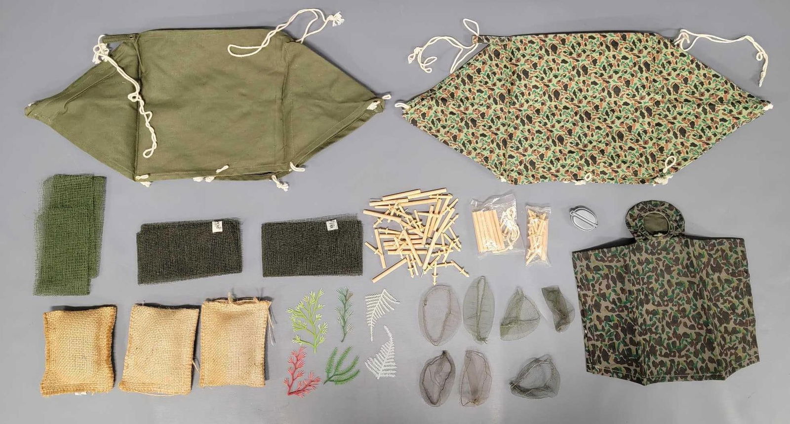 1964 Hasbro GI Joe bivouac accessories: 1965 Hasbro GI Joe bivouac accessories, lots of pieces and parts in excellent or better condition from a great collection.