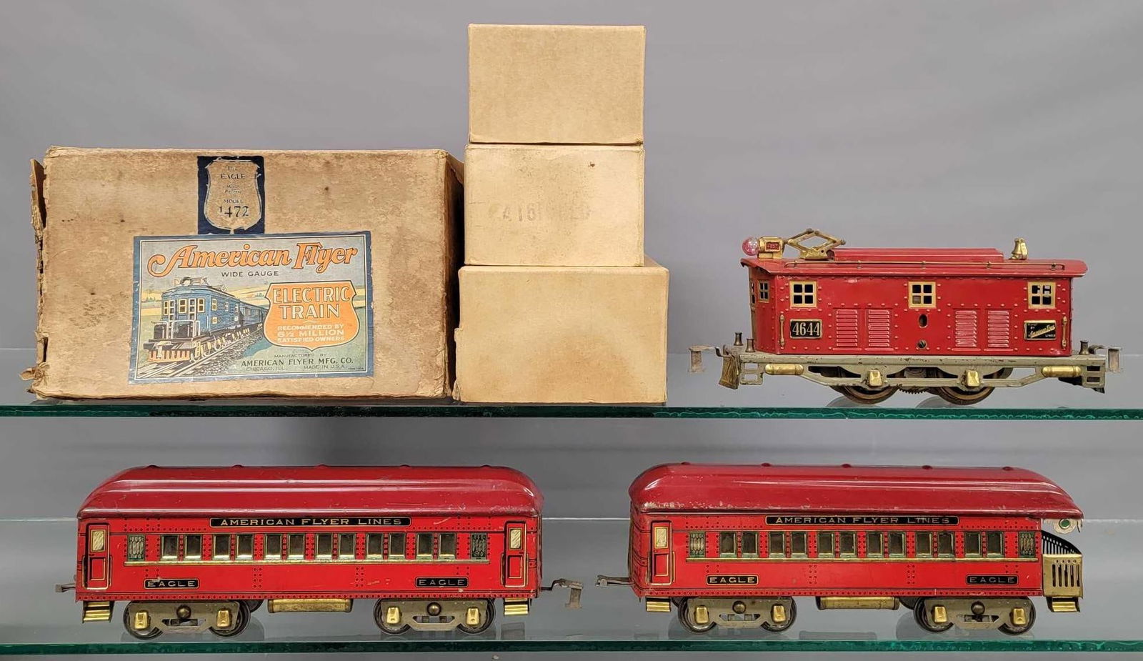 Boxed American Flyer wide gauge 1482 The New Eagle electric passenger set in 1472 box (1 of 13)