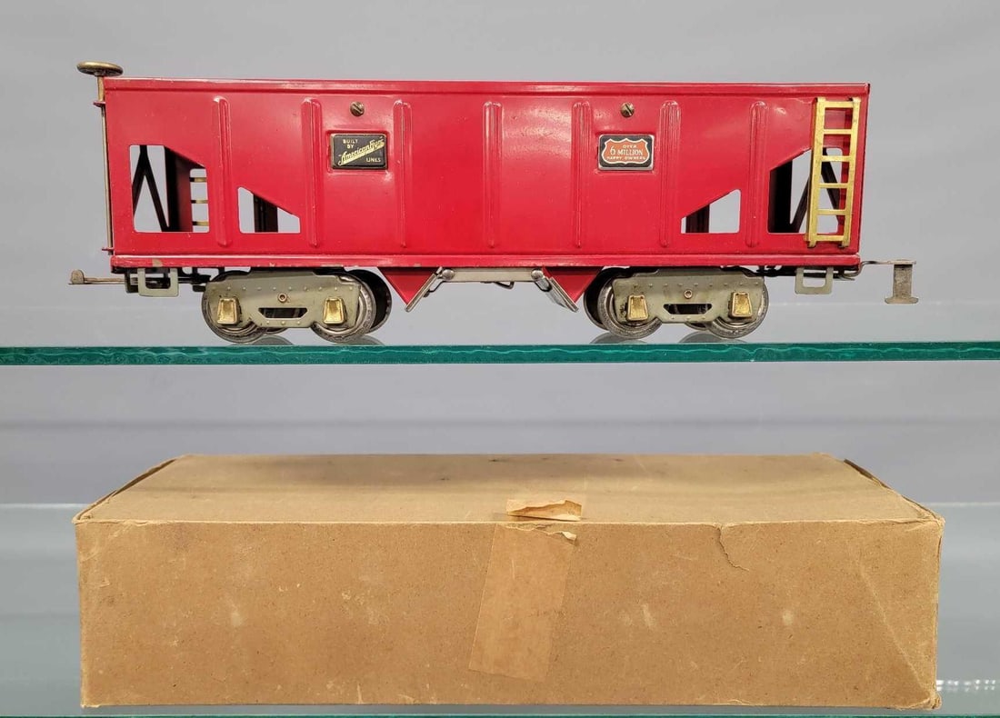 American Flyer wide gauge 4006 hopper in incorrect box: American Flyer wide gauge 4006 hopper in incorrect box, this is a gorgeous car, if it were not for paint flaking from the bottom and inside of the frame, it would be C8-. But there is flaking from the