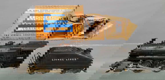Postwar Lionel postwar O 1656LT steam switcher and tender with master carton and inserts