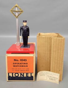 Postwar Lionel 1045 Operating Watchman accessory in a high grade original box