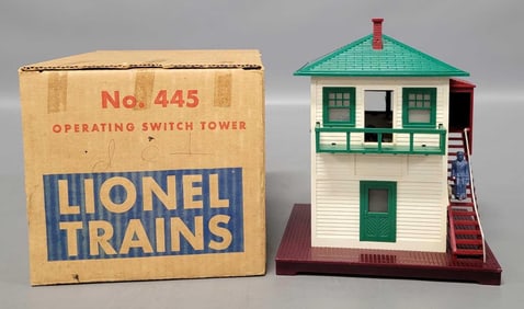 Postwar Lionel 445 Operating Switch Tower accessory in original box