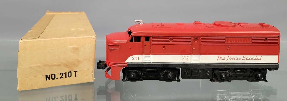 Postwar Lionel 210T Texas Special non-powered Alco FA diesel locomotive unit in original box: Postwar Lionel 210T Texas Special non-powered Alco FA diesel locomotive unit in original box, unit shows moderate run time and is C7 in an excellent original box.