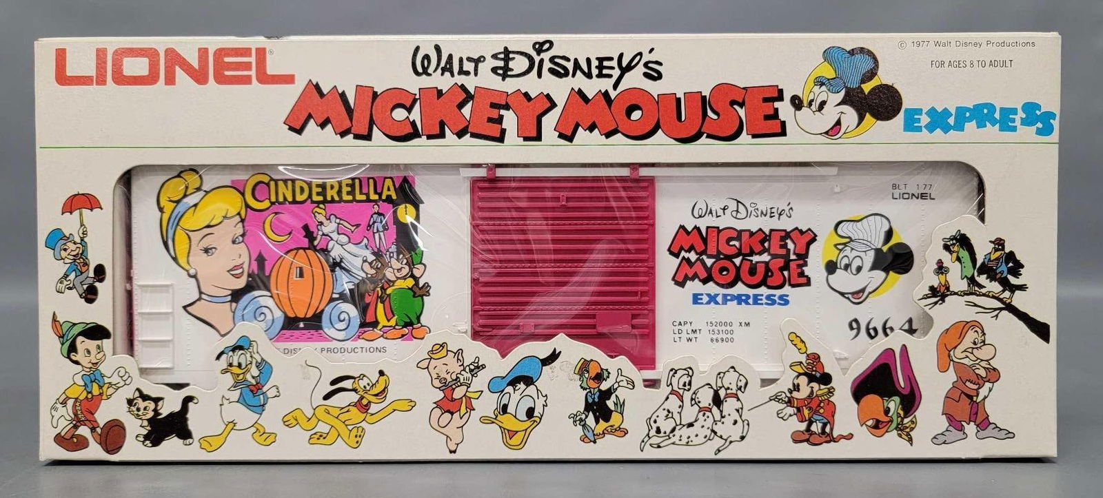 Mint Lionel Mickey Mouse Express Cinderella box car in original box 9664 (1 of 4)