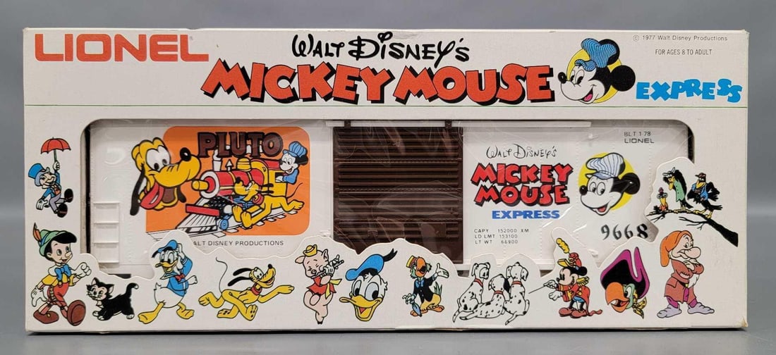Mint Lionel Mickey Mouse Express Pluto box car in original box 9668 (1 of 4)