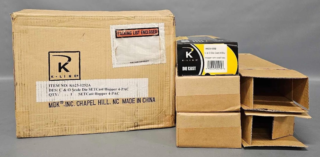 K-Line O gauge K623-1252A C&O die cast hopper 4 Pac set in carton ONLY 3 cars (1 of 8)