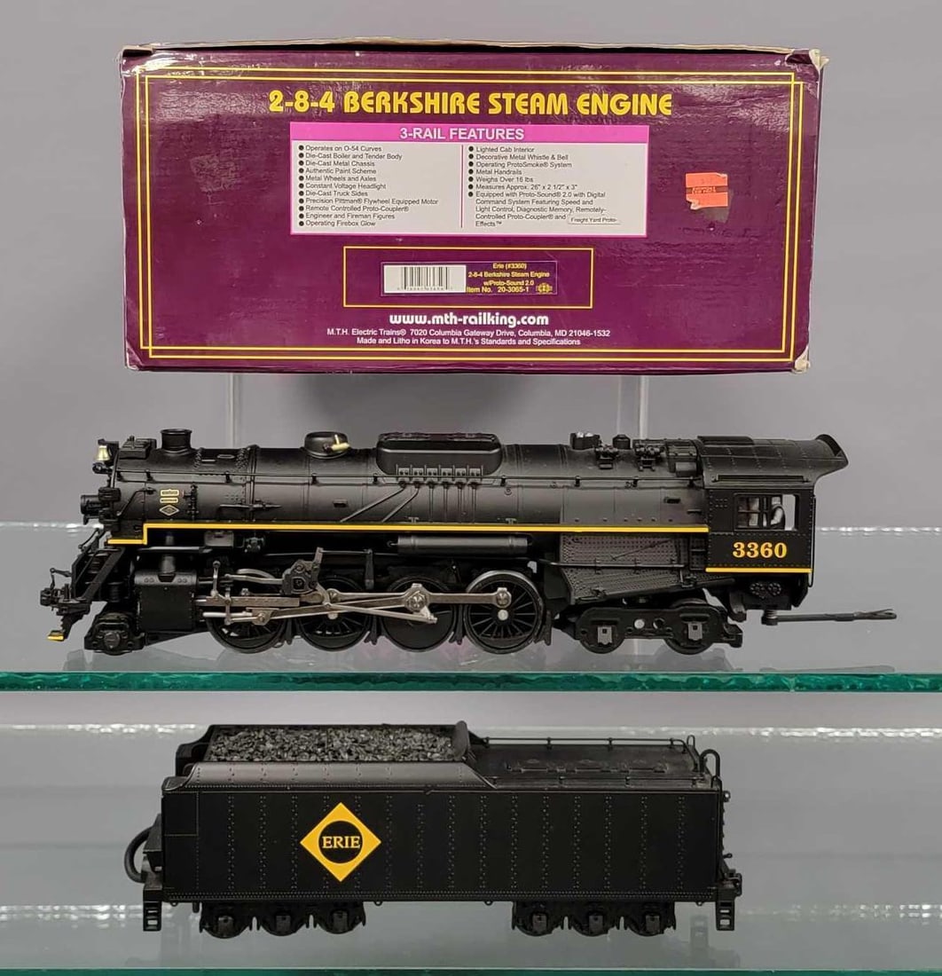 MTH Premier O gauge Erie 2-8-4 Berkshire steam locomotive in original box 20-3065-1 (1 of 10)