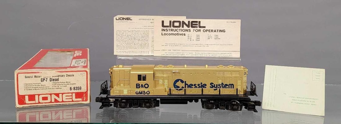 Unrun Lionel MPC era O gauge 8359 Special anniversary Chessie GP-7 diesel locomotive in OB (1 of 11)