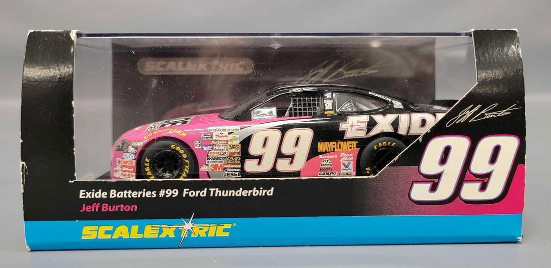 Scalextric 1:32 Jeff Burton 1997 Exide Batteries #99 Ford Thunderbird Slot Car in OB (1 of 6)