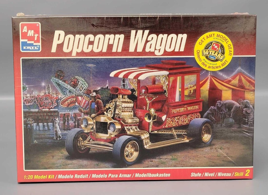 Factory sealed AMT Ertl Popcorn Wagon 1:20 Scale Model Kit Sealed (1 of 6)