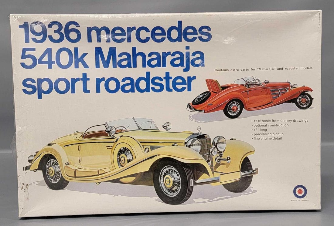 Factory sealed Entex 1936 Mercedes 540k Maharaja Sport Roadster 1/16 Model Kit (1 of 6)