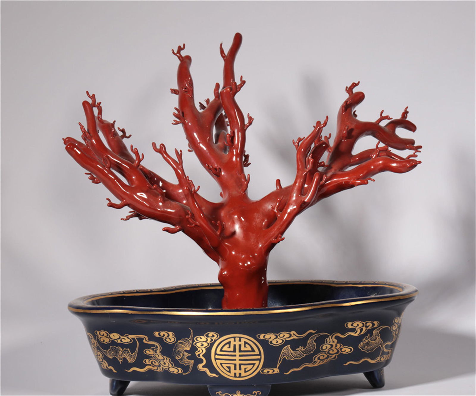 An Imitation Coral Porcelain Bonsai of Qing Dynasty (1 of 6)