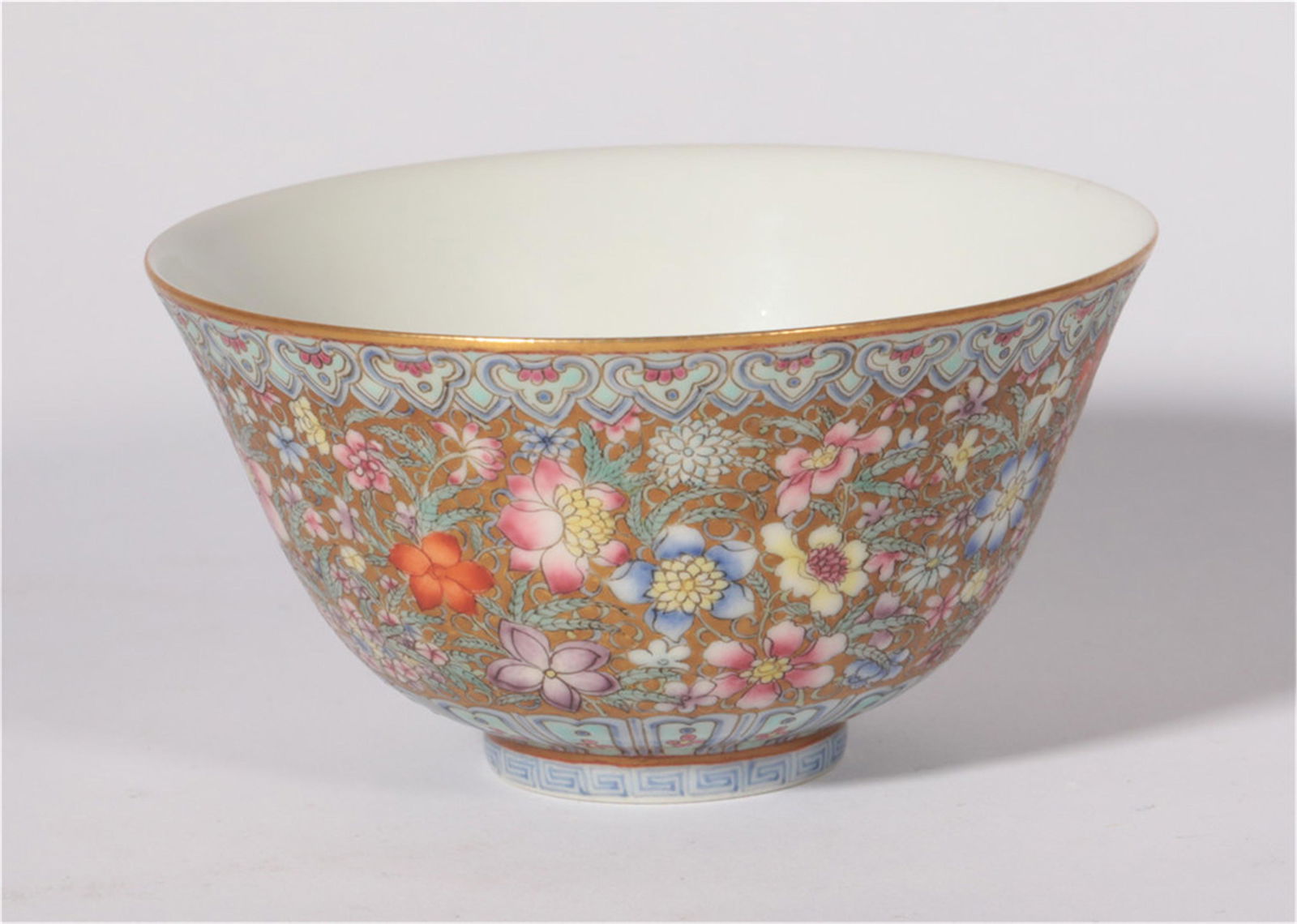 A Famille Rose Gilt Floral Bowl of Qing Dynasty (1 of 5)