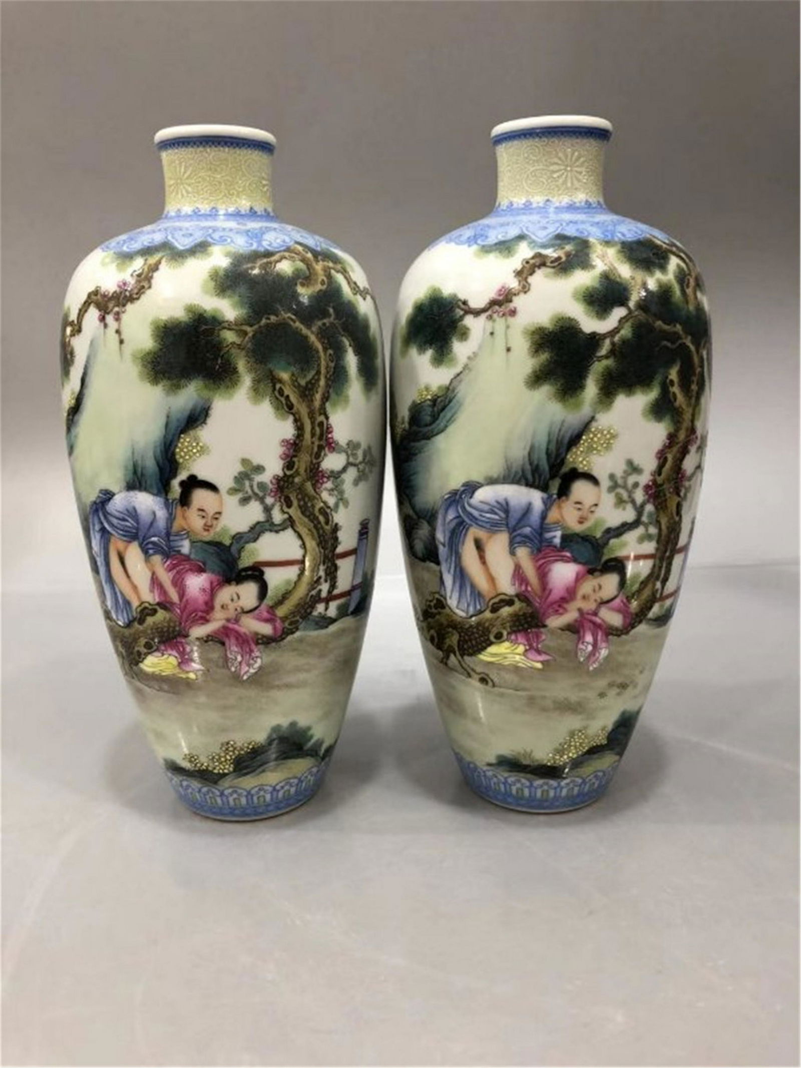Pair Famille Rose Vases (1 of 6)