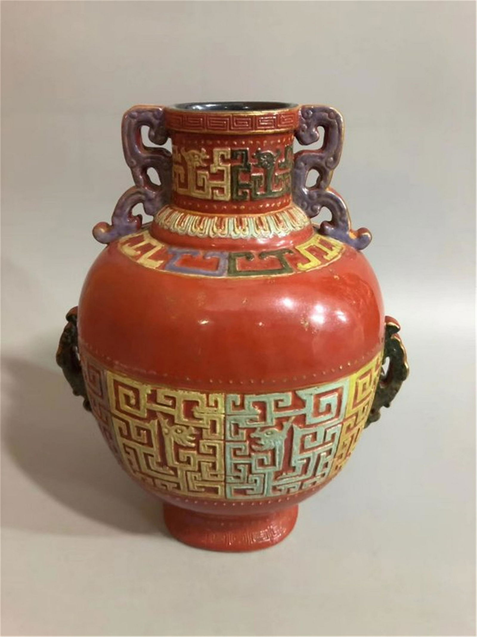A Coral Red Glazed Jar Qing Dynasty (1 of 6)