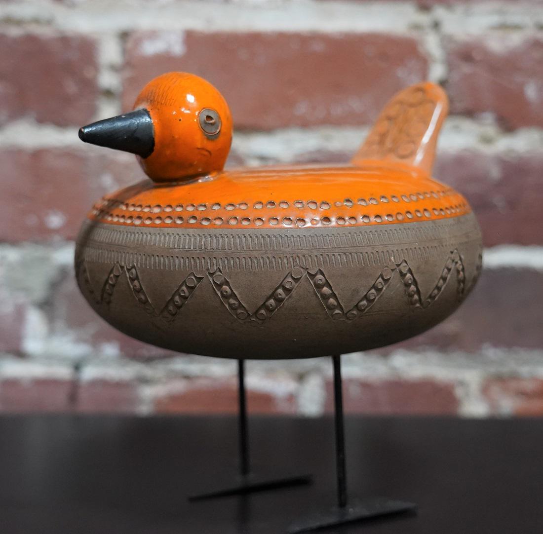 Mid-Century Orange Bitossi Pottery Bird Figure (1 of 6)