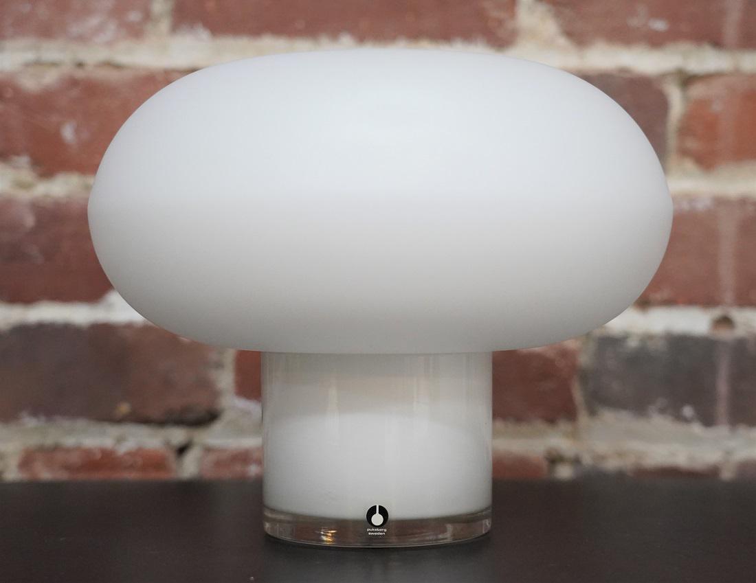 Mid-Century Glass Mushroom Lamp for Pukeberg Sweden (1 of 6)