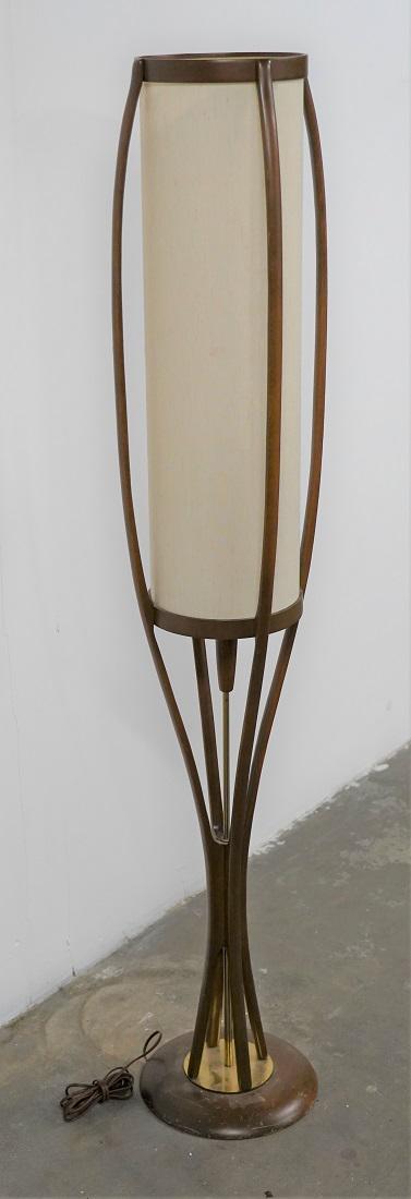 Mid Century Round Wooden Floor Lamp (1 of 6)