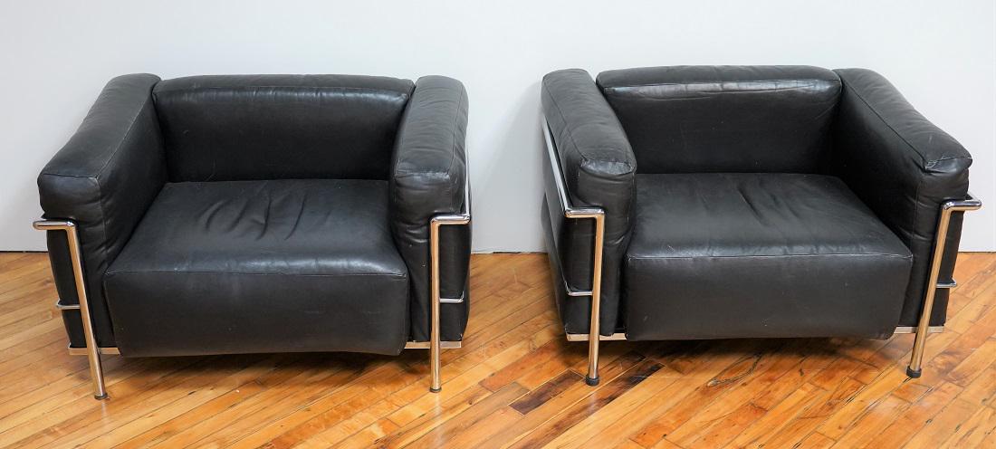 Vintage Charles Le Corbusier LC3 Black Club Chairs - 2 (1 of 12)