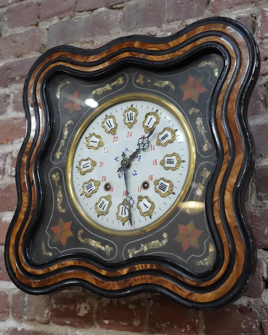 Antique Mother of Pearl Inlaid Wall Clock (1 of 10)