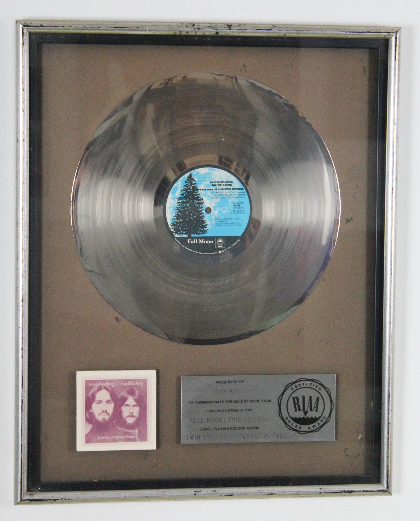 Dan Fogelberg and Tim Weisberg RIAA Platinum Record Award (1 of 6)