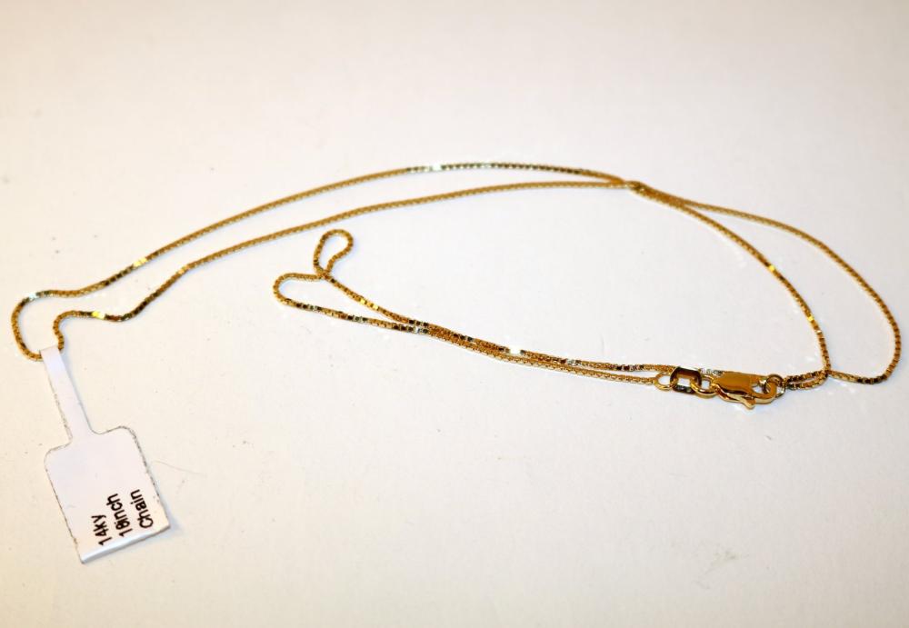 14k Yellow Gold 18 in. Box Chain Size 0.8mm (1 of 3)