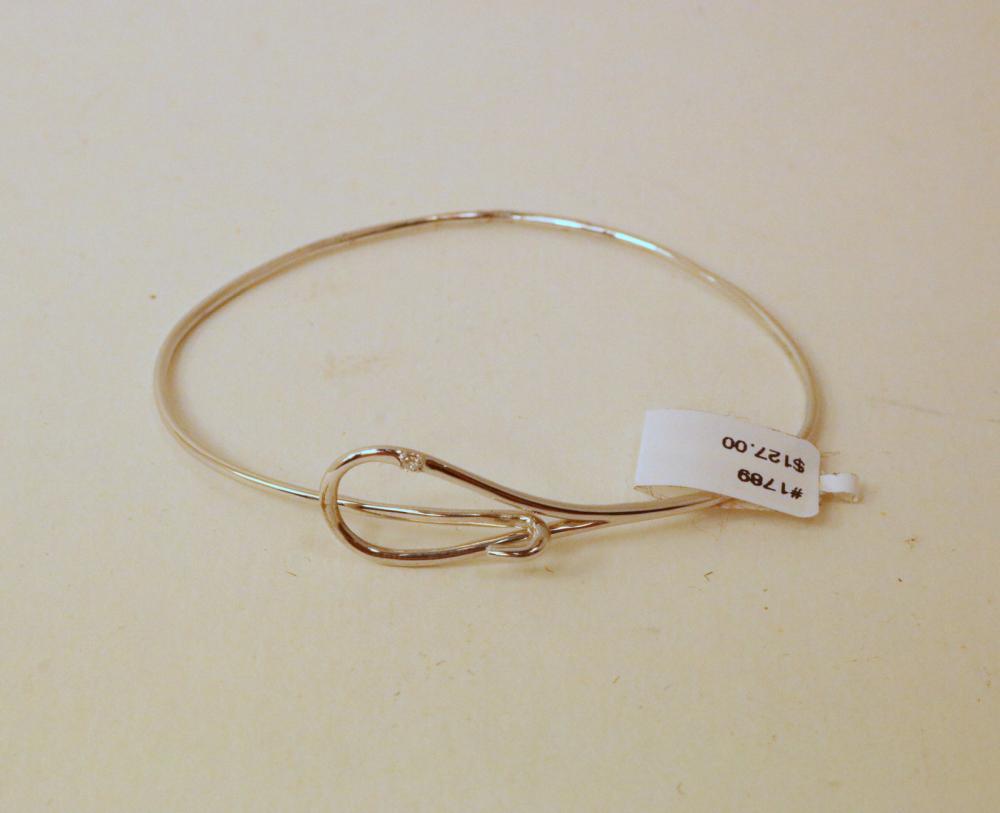 Sterling Silver Loop Flush Set Diamond Bangle Bracelet (1 of 3)