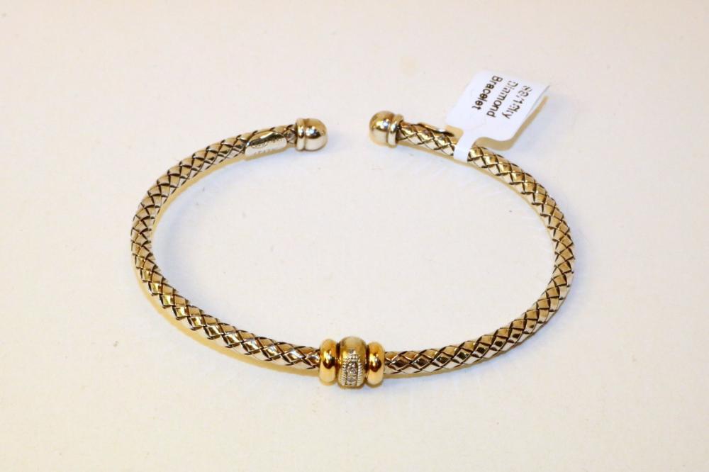 Sterling Silver/18k Yellow Gold Diamond Cuff Bangle (1 of 4)