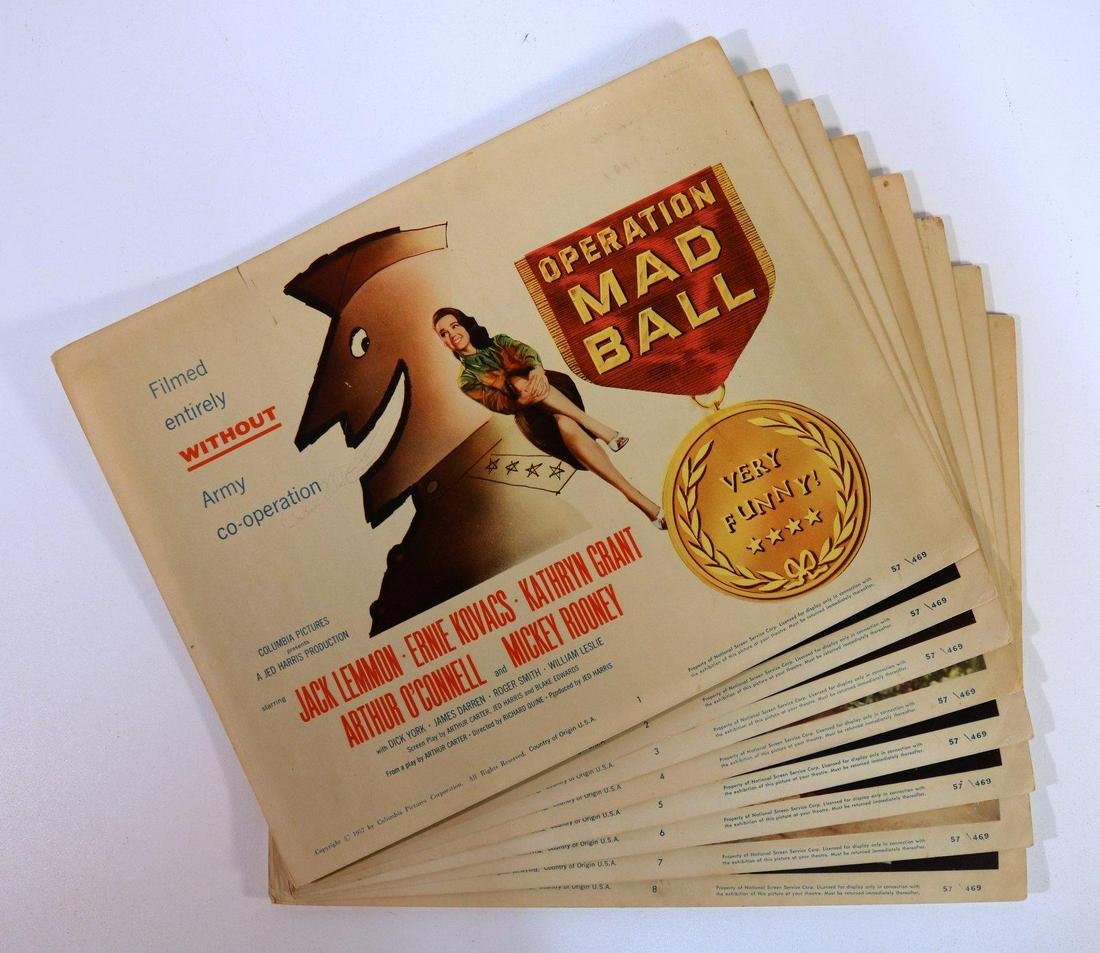 Operation Mad Ball (Columbia Pictures, 1957) Complete: Operation Mad Ball (Columbia Pictures, 1957) Complete Lobby Card Set (11"x14") Jack Lemmon Ernie Kovacs Mickey Rooney