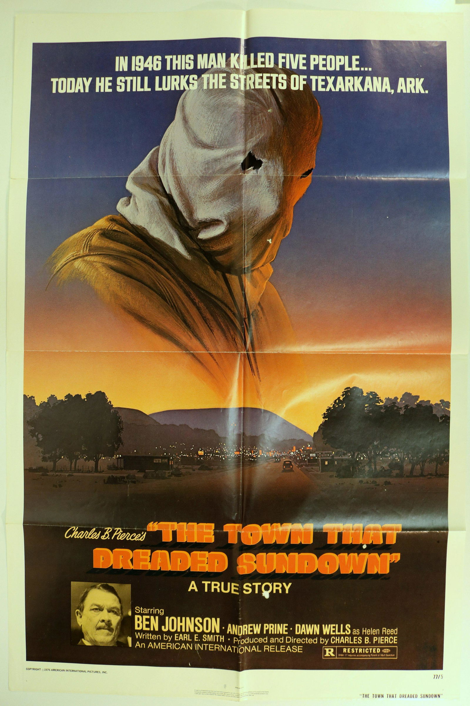 The Town That Dreaded Sundown (American: The Town That Dreaded Sundown (American International,1976). One Sheet (27"x41") Ben Johnson