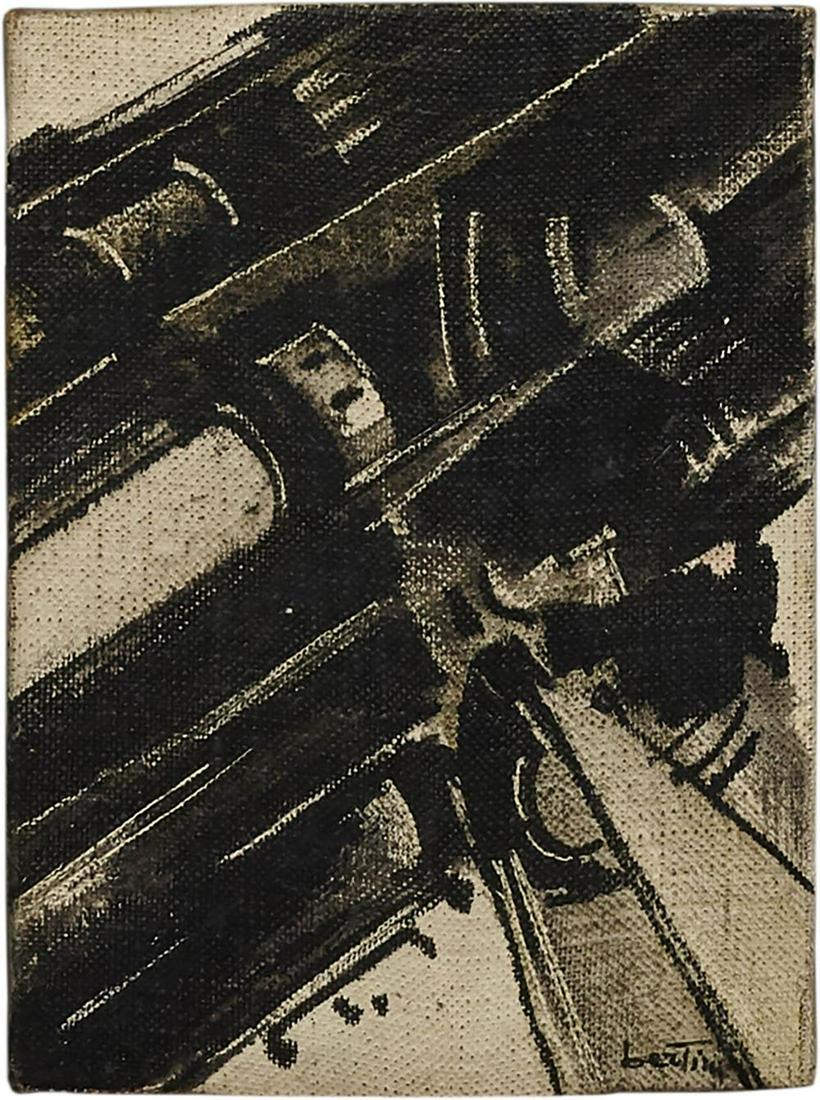 Untitled: Signature lower right Signature and date on the back The frame measures: H 35 x 32 x 4.5 cm Dimensions: H4.92 x L3.74 in Artist or Maker: Gianni Bertini Medium: Oil on canvas Provenance: Private