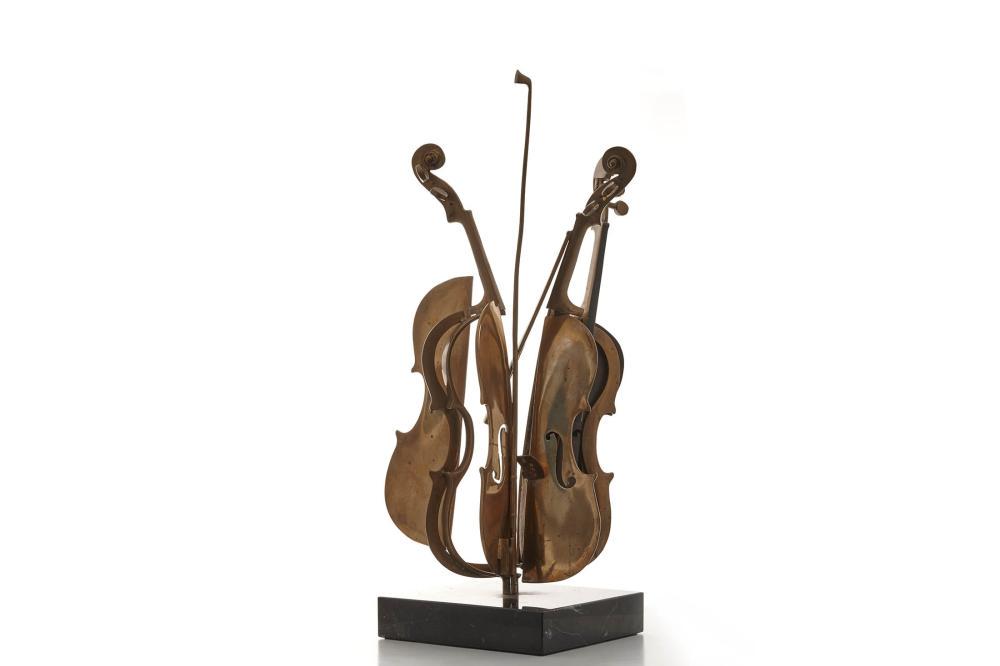 Untitled: Marble base H 5 x 21x 24.5 cm. Signature and edition lower right Ex. 20/100 Dimensions: H27.56 x L13.39 x P6.69 in Artist or Maker: Fernandez Arman Medium: Bronze Provenance: Private Collection,