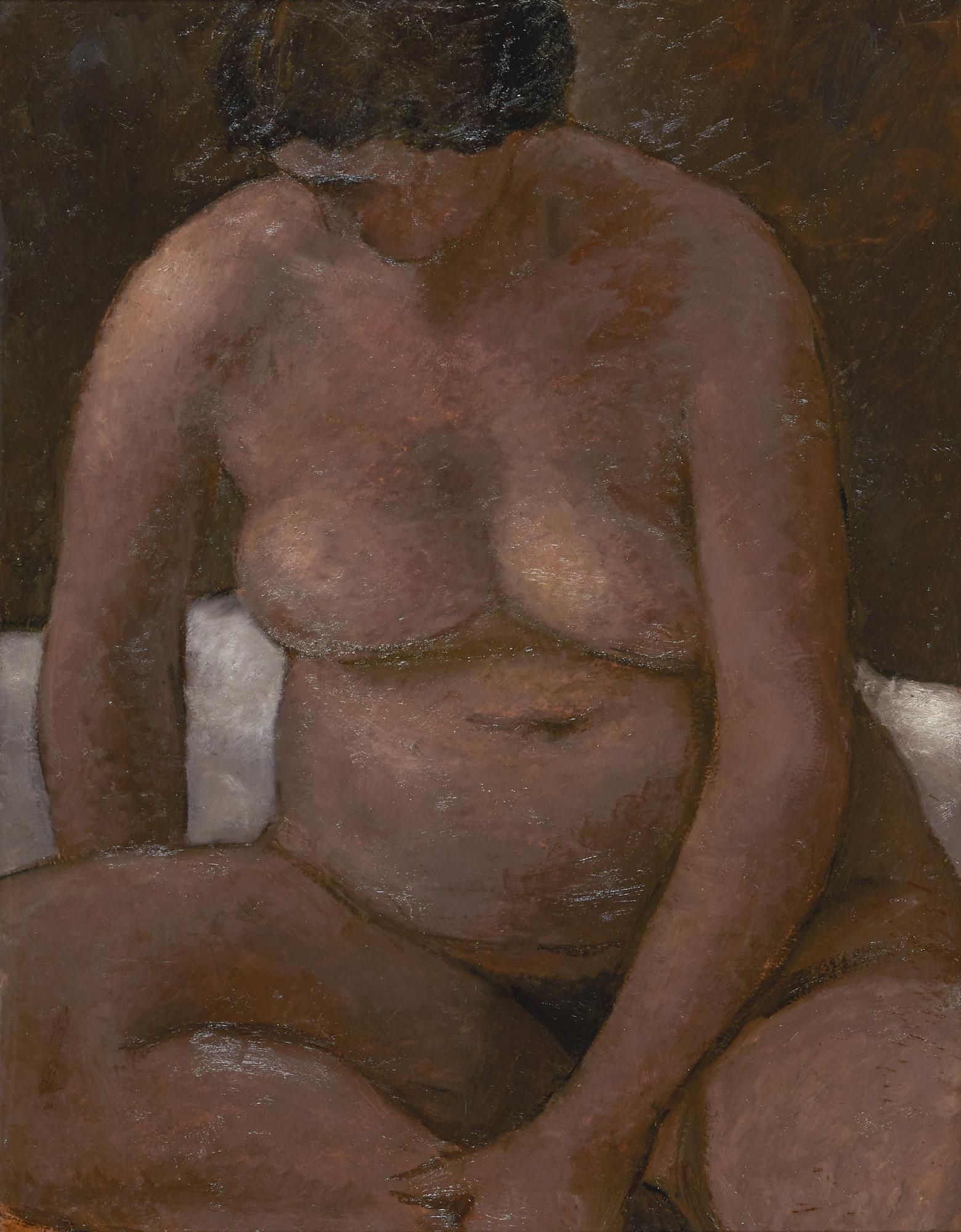 Renato Birolli, Nudo: Oil on canvassed cardboard by Renato Birolli (1905 - 1959), H64.5 x L50 cm (H25.39 x L19.69 in), 1926. The work is registered at Archivio Renato Birolli, Milan with n. 1926 - 1. Coming from private co