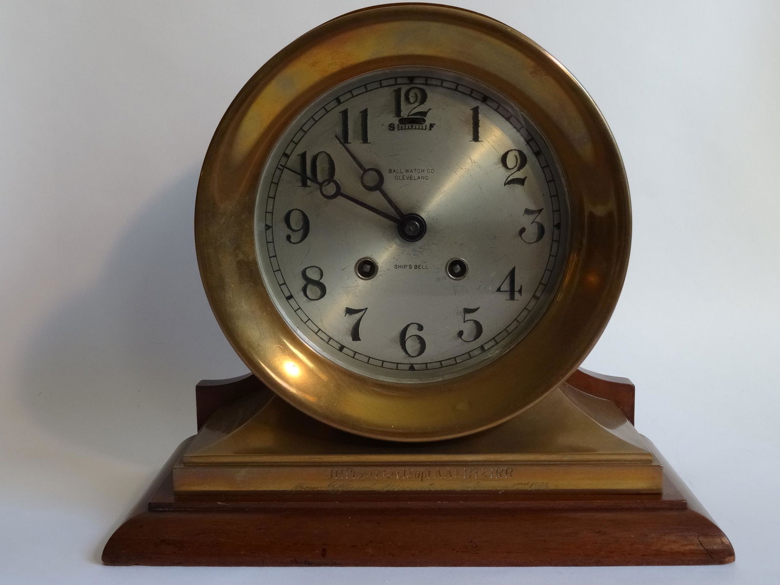 "Ship Bell" Mantel Clock  dated 1909 ,Bell Clock Co. (1 of 9)