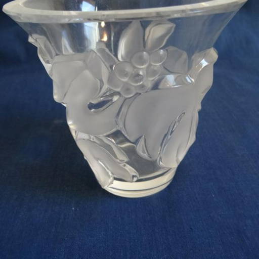 Lalique Crystal Samur Vase Grape Motif 5 1/2"