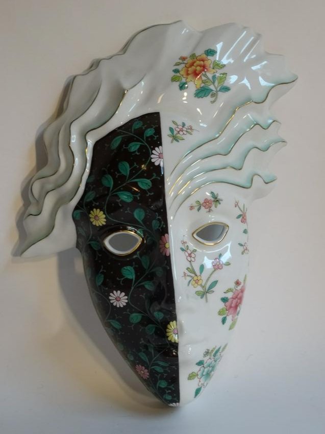 Herend Porcelian Mask with Hand Painted Florals and (1 of 2)
