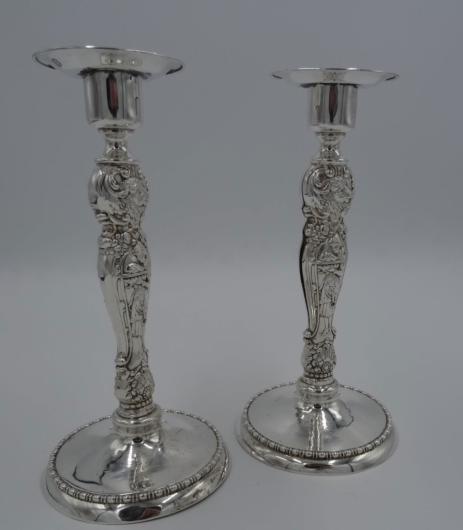 Repousse Silver Wallace Sterling Candlesticks / Rams (1 of 7)