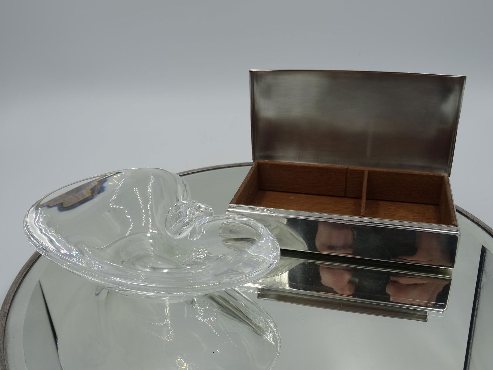 Vintage Steuben Curved Crystal Ashtray with Poole (1 of 5)