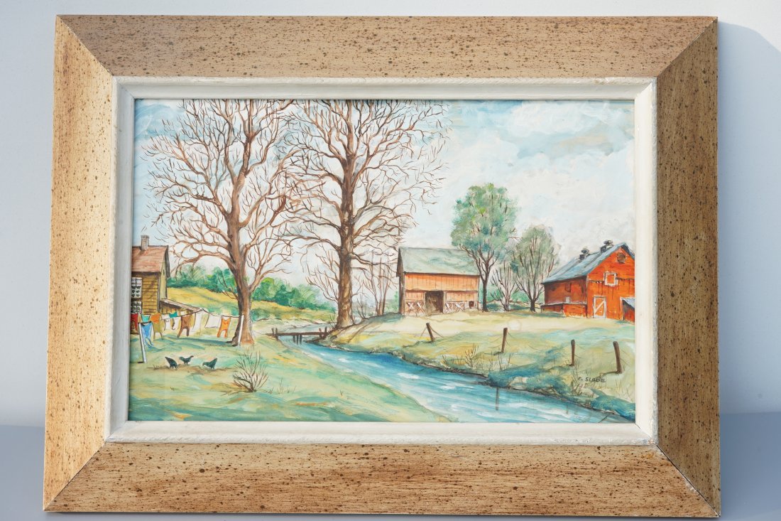 EDWARD SLADE 20TH CENTURY  WISCONSIN ARTIST FARMSCAPE (1 of 4)